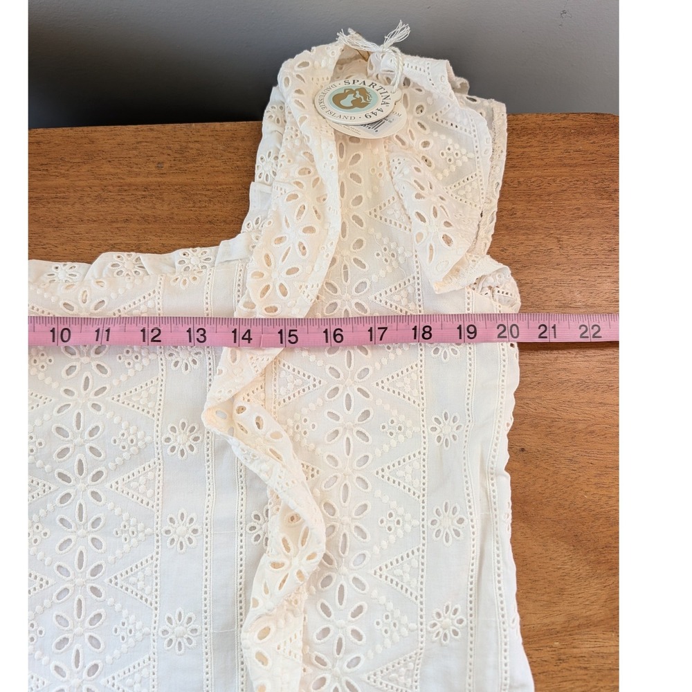 Spartina 449 Taralynn Eyelet Top Pearl White Ruffle Sleeve Cotton Top - Picture 9 of 14